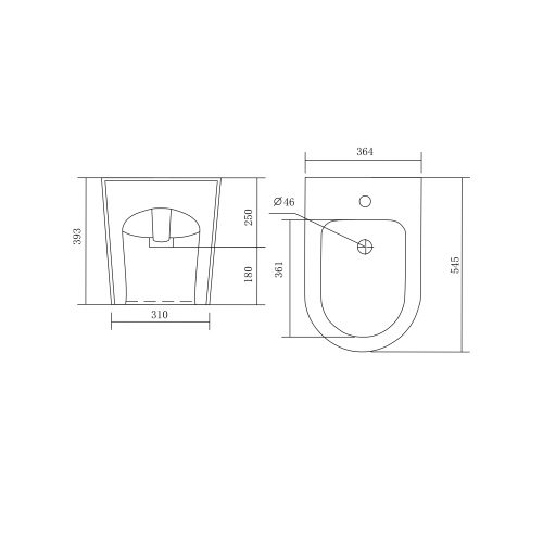Биде Aquatek ОБЕРОН/ БЕТТА AQ1276-00 напольное - фото 2